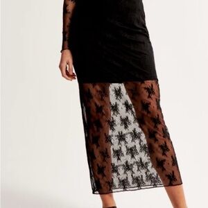 NWT Abercrombie & Fitch Elegant Black Lace Overlay Skirt
